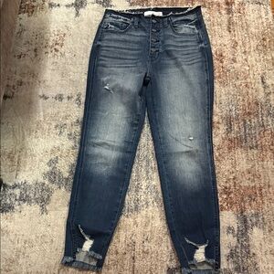 KanCan Dark Wash Distressed Ankle Jeans